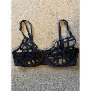 ***VINTAGE*** FREDRICKS OF HOLLYWOOD BLACK CAGE BRA SIZE‎ S